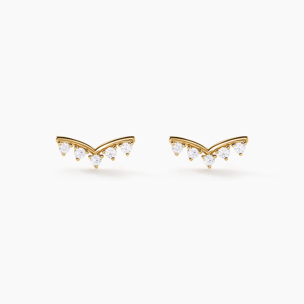 Boucles D'Oreilles Puces Ombeline Argent Dor&eacute; A L'Or 750/1000 Oxyde De Zirconium - Puces Femme | Marc Orian