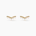 Boucles D'Oreilles Puces Ombeline Argent Dor&eacute; A L'Or 750/1000 Oxyde De Zirconium - Puces Femme | Marc Orian