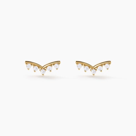 Boucles D'Oreilles Puces Ombeline Argent Dor&eacute; A L'Or 750/1000 Oxyde De Zirconium - Puces Femme | Marc Orian
