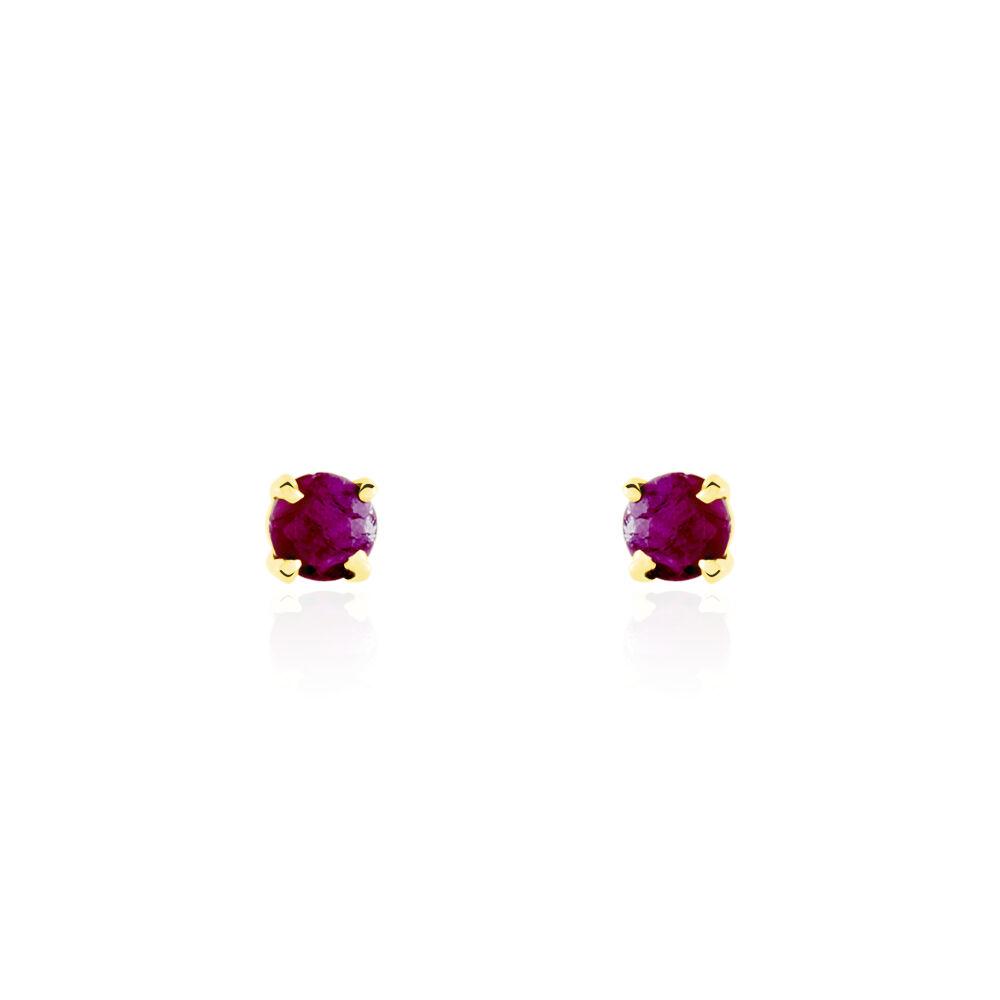 Boucles D'oreilles Puces Elea Serti Griffe Or Jaune Rubis - Puces Femme | Marc Orian
