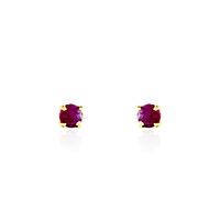Boucles D'oreilles Puces Elea Serti Griffe Or Jaune Rubis