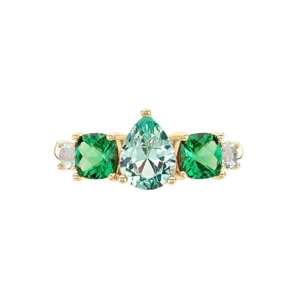 Bague Huffie Plaqué Or Jaune Pierre D'imitation - Bagues avec pierre Femme | Marc Orian