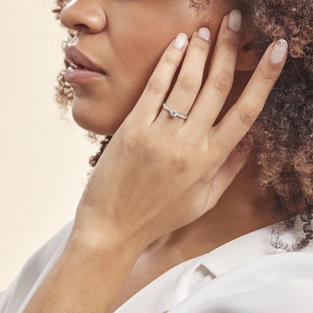 Bague Solitaire Kanel Or Blanc Oxyde De Zirconium - Bagues Solitaire Femme | Marc Orian