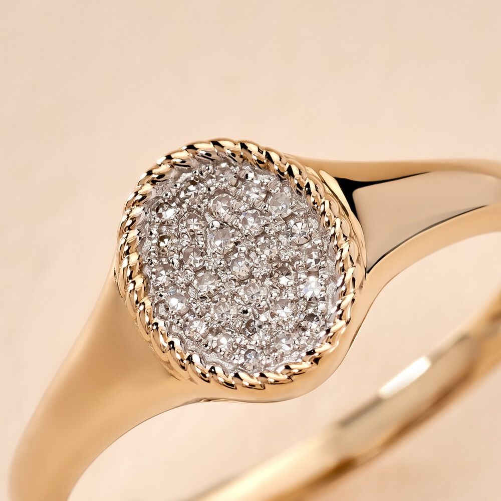 Chevalière Raza Or Jaune Diamant - Chevalières Femme | Marc Orian