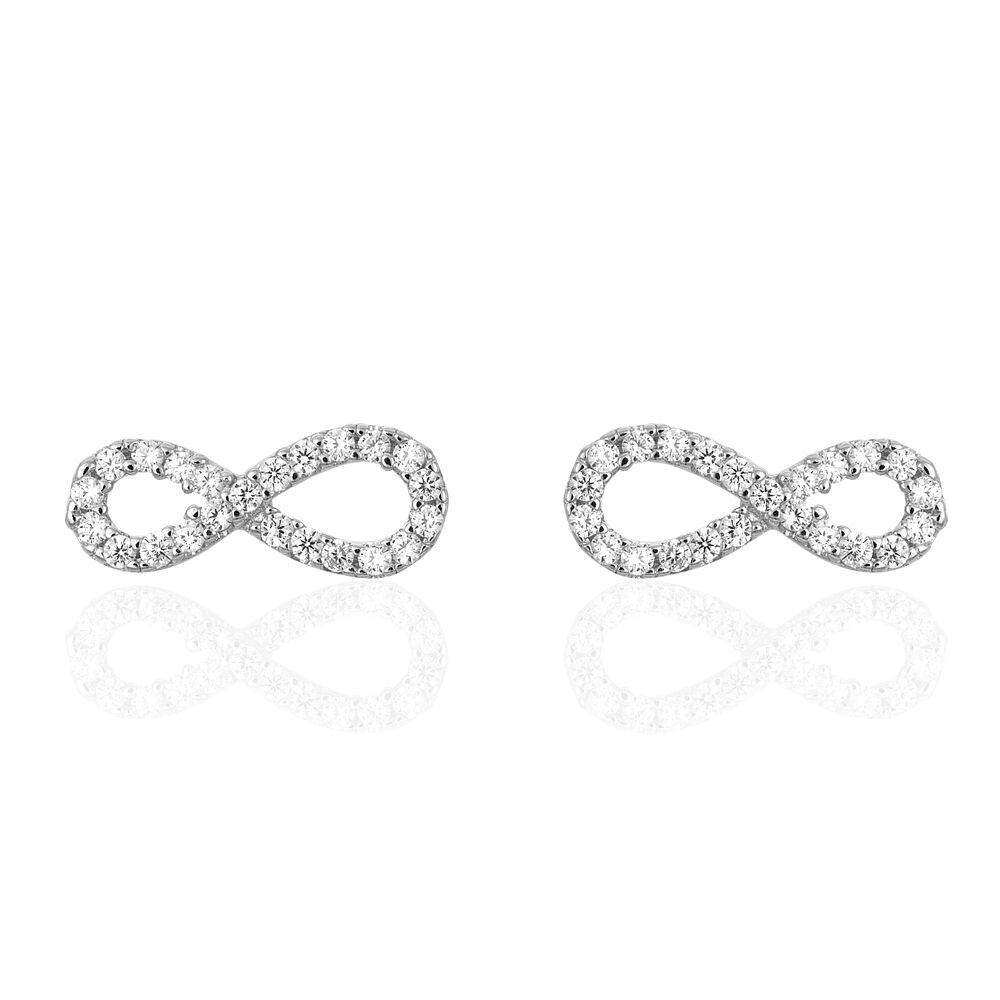Boucles D'oreilles Puces Clélia Argent Blanc Oxyde De Zirconium - Puces Femme | Marc Orian