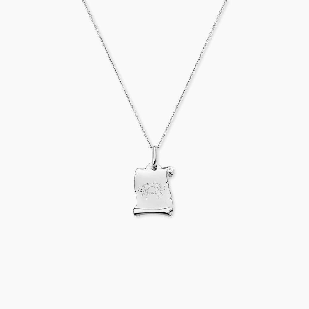 Pendentif Zodiaque Parchemin Argent Blanc - Bijoux personnalis&eacute;s Famille | Marc Orian
