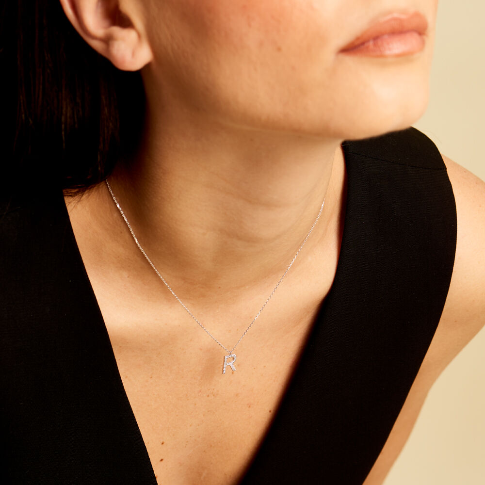Collier Oran Or Blanc Diamant - Colliers avec pierres Femme | Marc Orian