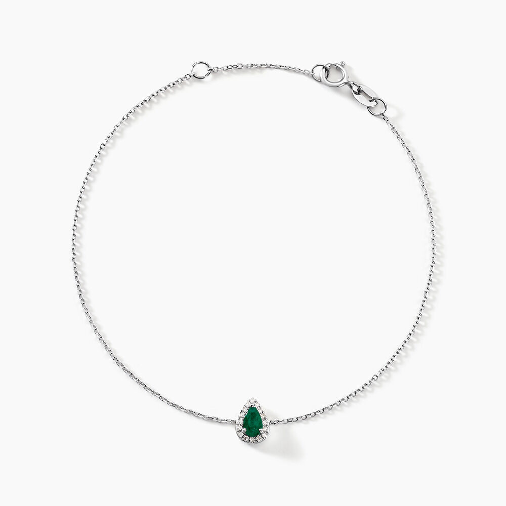 Bracelet Juliettina Or Blanc Emeraude Et Diamant - Bracelets chaînes Femme | Marc Orian