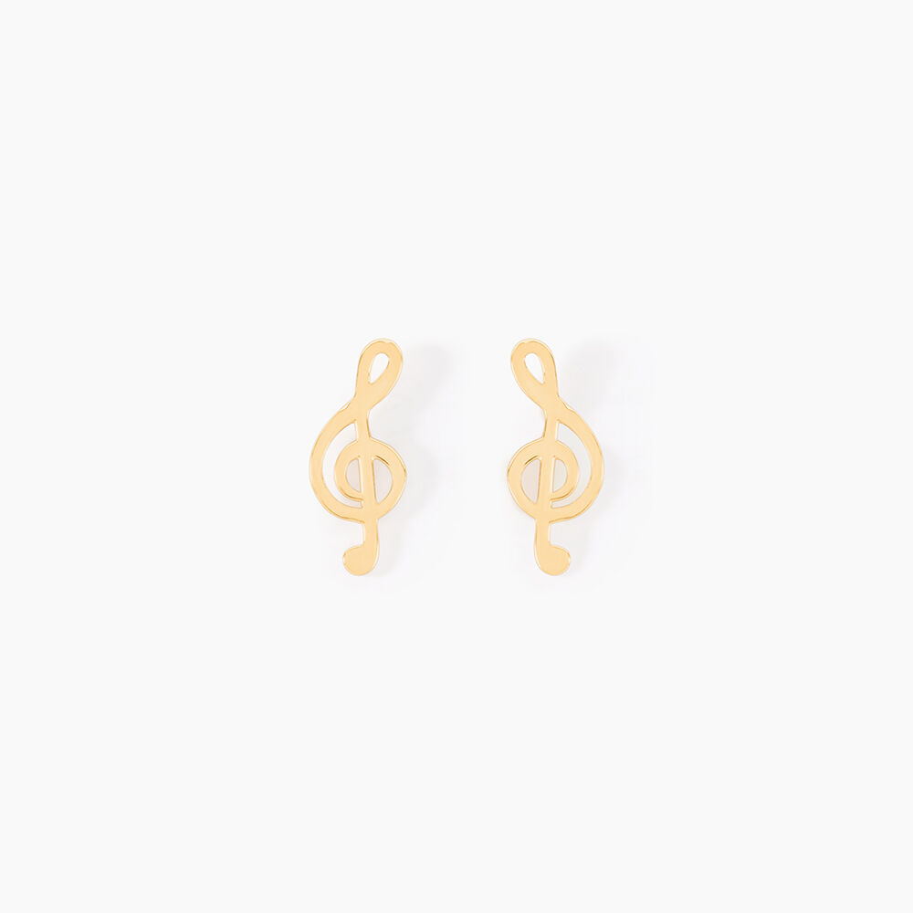 Boucles D'oreilles Puces Bayram Musique Or Jaune - Puces Femme | Marc Orian