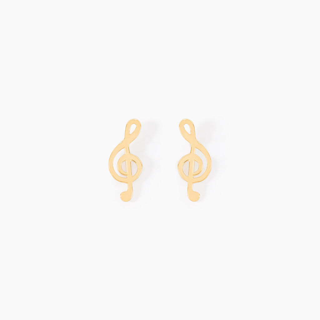 Boucles D'oreilles Puces Bayram Musique Or Jaune - Puces Femme | Marc Orian
