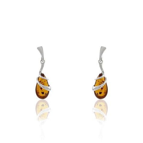 Boucles D'oreilles Pendantes Argent Blanc Melusine Ambre - Pendantes Femme | Marc Orian