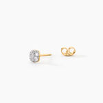 Boucles D'Oreilles Puces Nancie Argent Dor&eacute; A L'Or 750/1000 Oxyde De Zirconium - Puces Femme | Marc Orian