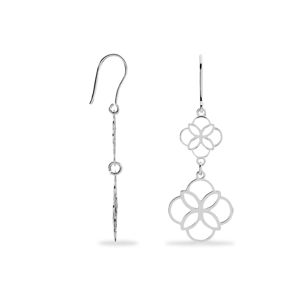 Boucles D'oreilles Pendantes Letizia Argent Blanc - Pendantes Femme | Marc Orian