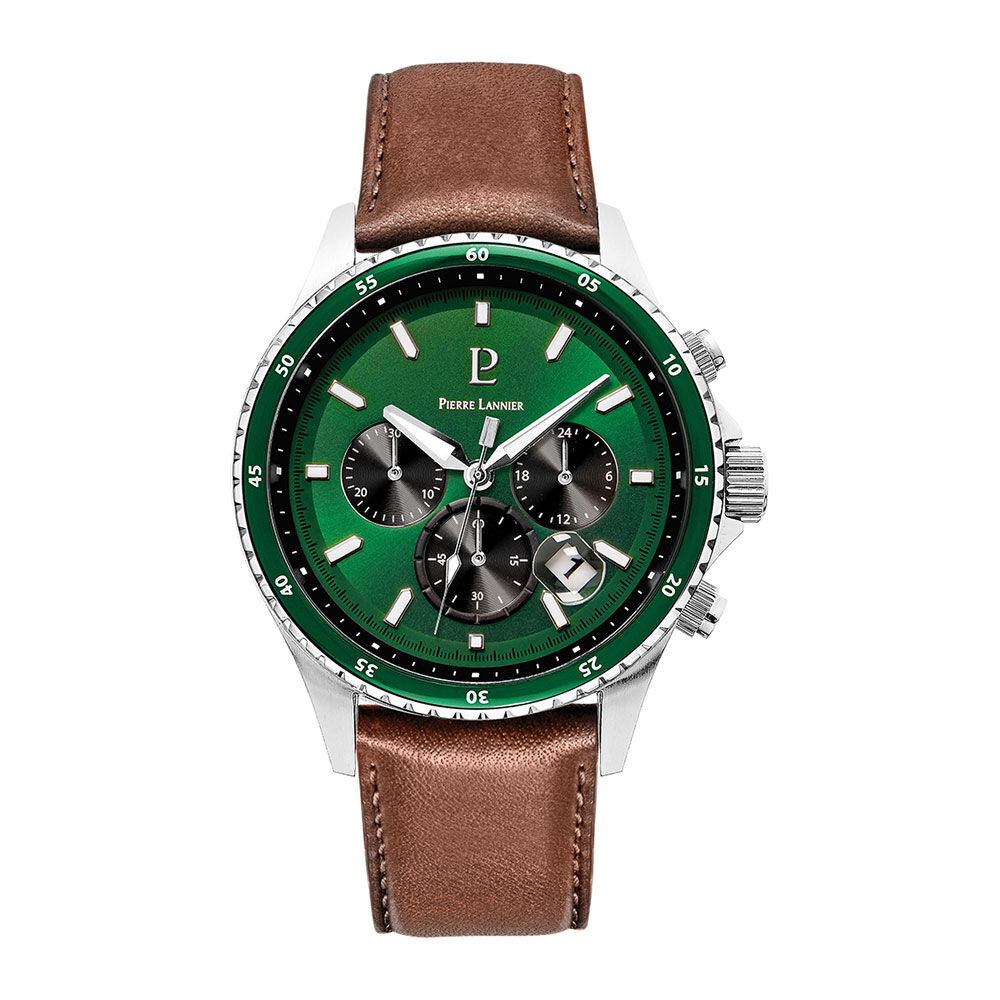 Montre Pierre Lannier Cronos Vert - Montres &eacute;tanches Homme | Marc Orian