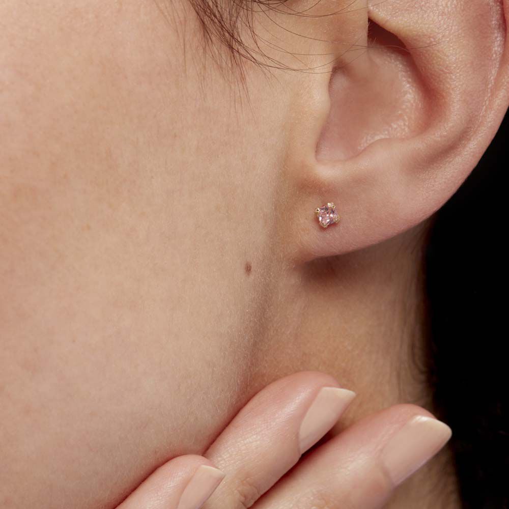 Boucles D'oreilles Puces Doreen Carre Or Jaune Oxyde De Zirconium - Puces Famille | Marc Orian