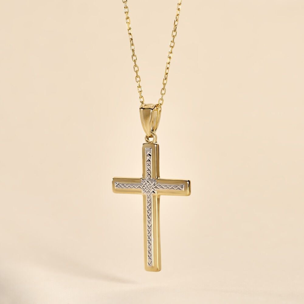 Pendentif Benny Croix Ciselee Or Bicolore - Pendentifs Femme | Marc Orian