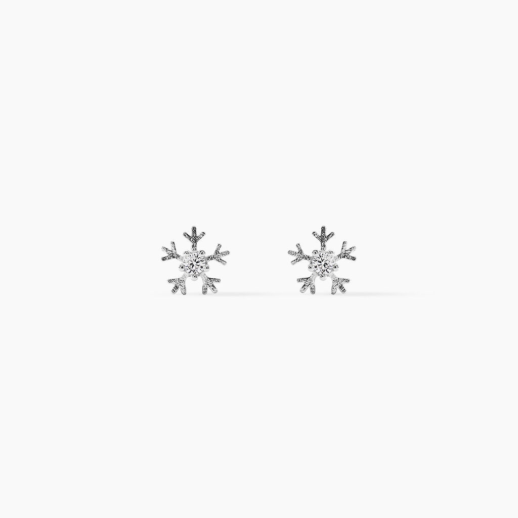 Boucles D'oreilles Puces Jamie Flocon Or Blanc Oxyde De Zirconium - Puces Femme | Marc Orian