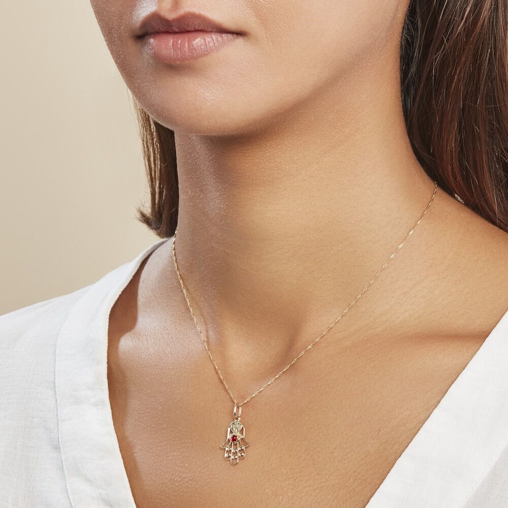 Pendentif Fatima Or Jaune Oxyde De Zirconium - Pendentifs Famille | Marc Orian