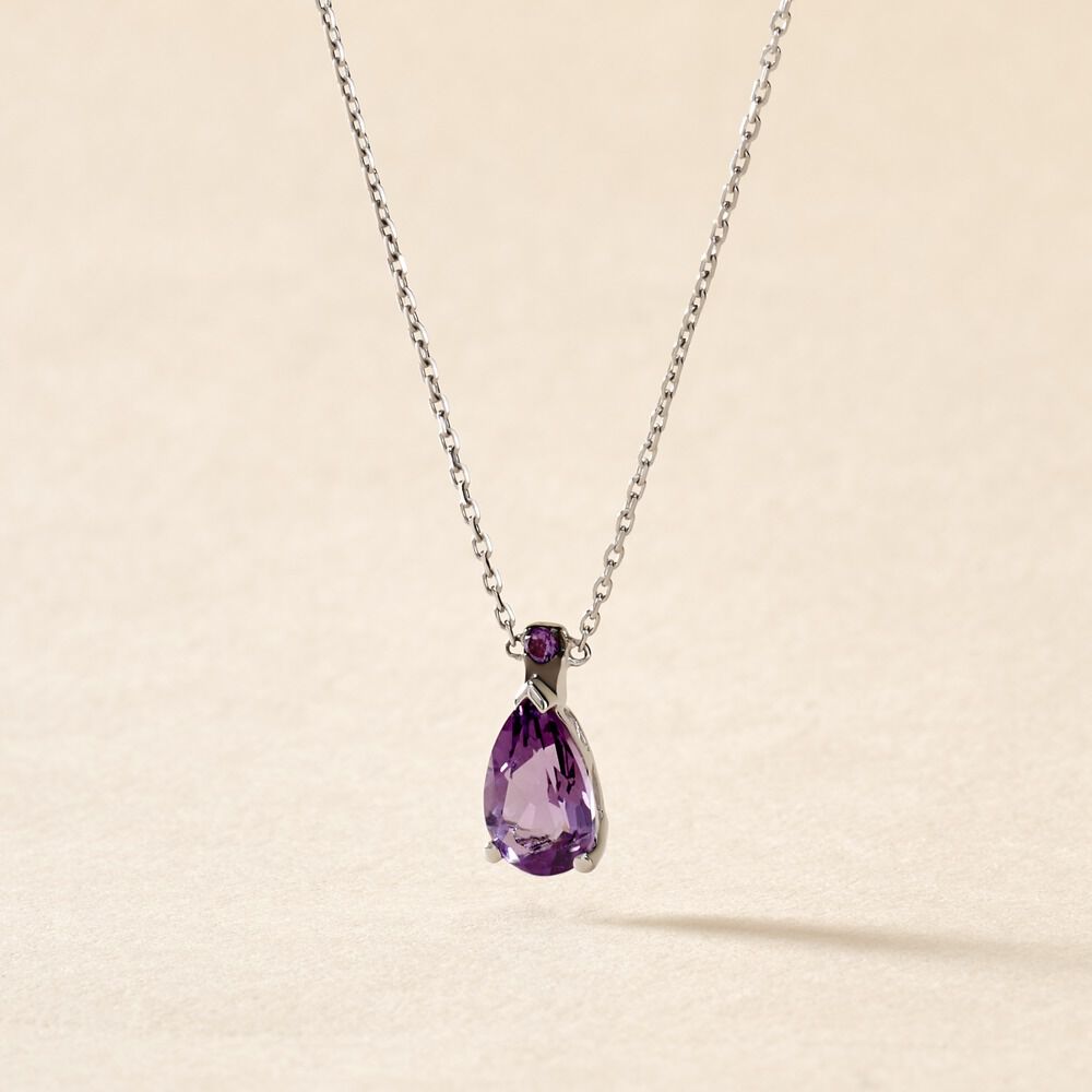 Collier Yrene Or Blanc Amethyste - Colliers avec pierres Femme | Marc Orian
