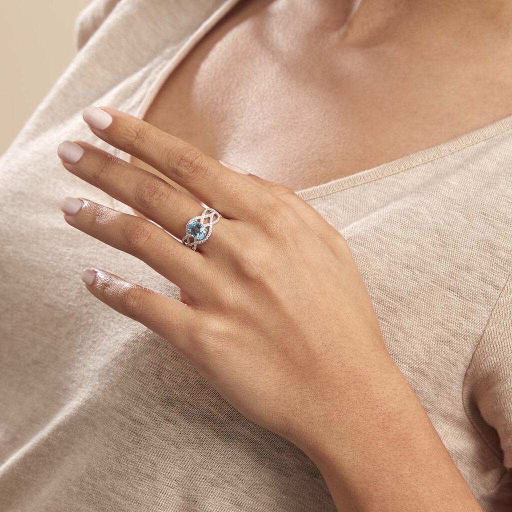 Bague Tina Or Blanc Topaze Et Oxyde De Zirconium - Bagues Femme | Marc Orian
