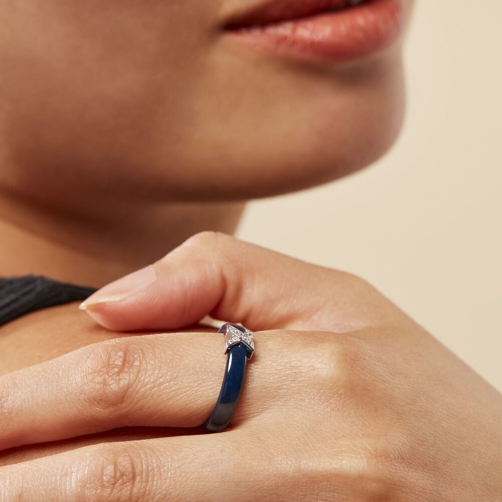 Bague Edwin Argent Blanc Céramique Oxyde - Bagues avec pierre Femme | Marc Orian