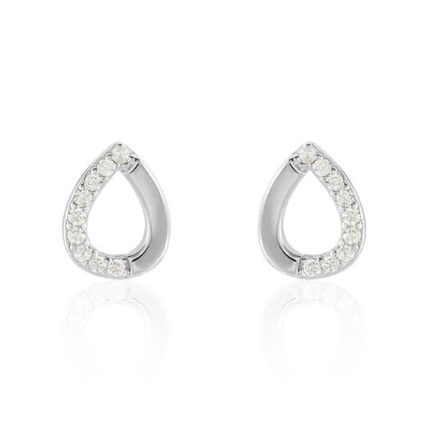 Boucles D'oreilles Puces Argent Blanc Tancelin Oxydes De Zirconium - Puces Femme | Marc Orian