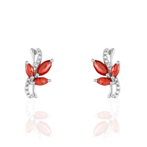 Boucles D'oreilles Puces Angie Or Blanc Diamant Et Rubis - Clous d'oreilles Femme | Marc Orian