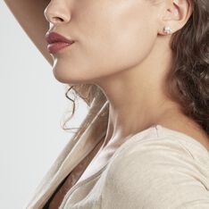 Boucles D'oreilles Puces Yarie Or Blanc Perle De Culture Et Oxyde - Clous d'oreilles Femme | Marc Orian