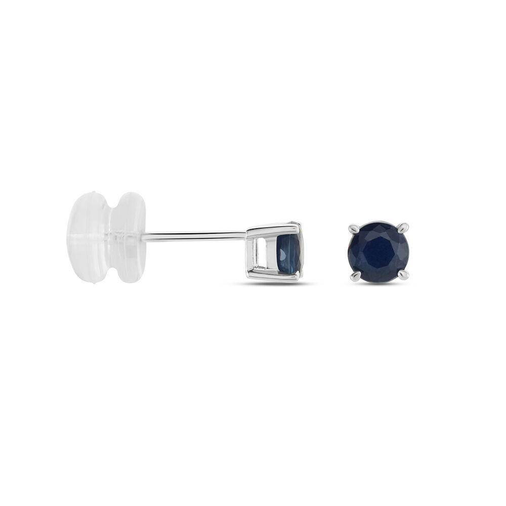 Boucles D'oreilles Puces Or Blanc Zubin Saphir - Puces Femme | Marc Orian
