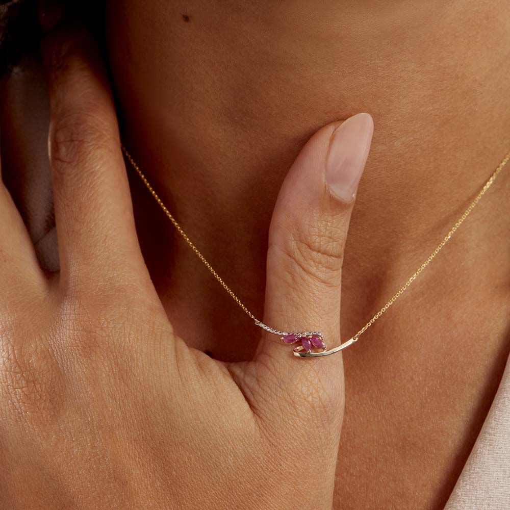 Collier Petale Or Bicolore Rubis Et Diamant - Colliers avec pierres Femme | Marc Orian