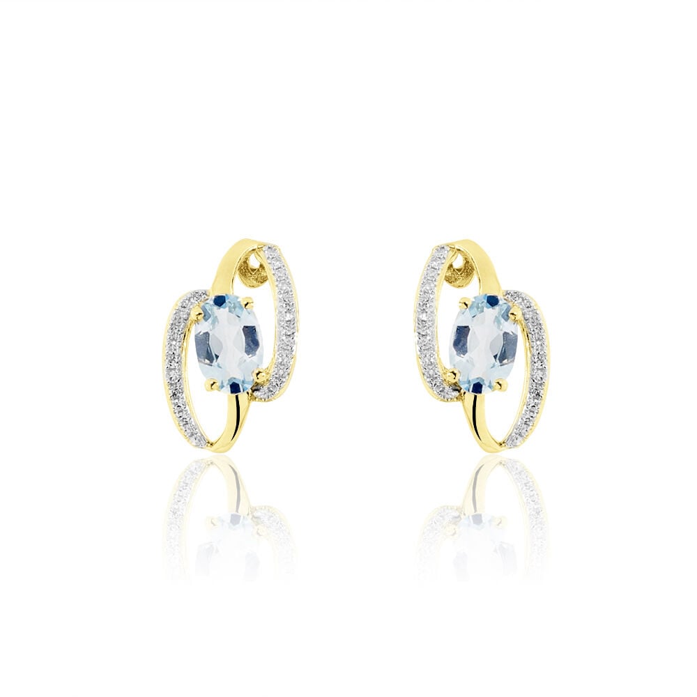 Boucles D'oreilles Puces Or Jaune Topaze Et Diamant - Puces Femme | Marc Orian