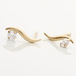 Boucles D'oreilles Puces Beryl Virgule Or Jaune Oxyde De Zirconium - Puces Femme | Marc Orian