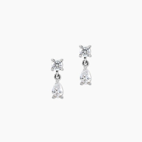 Boucles D'oreilles Pendantes Argent Blanc Braidy Oxydes De Zirconium - Pendantes Femme | Marc Orian