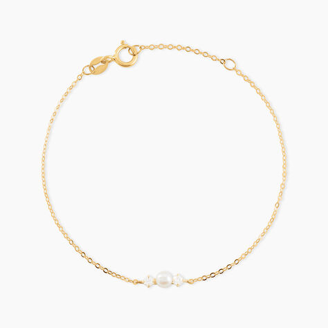 Bracelet Or Jaune Audrea Perle De Culture Oxydes De Zirconium - Bracelets cha&icirc;nes Enfant | Marc Orian