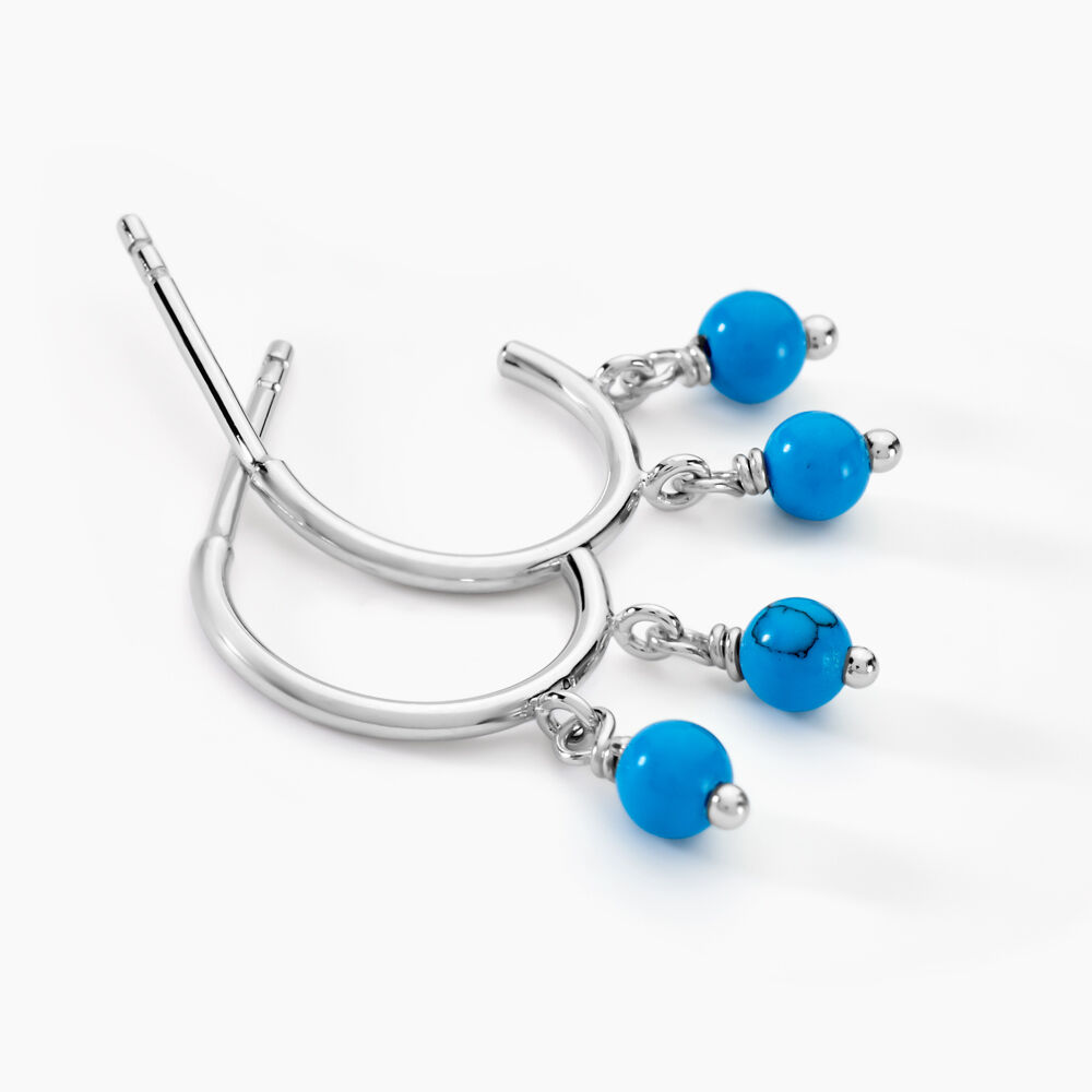 Créoles Riona Argent Blanc Turquoise - Créoles Femme | Marc Orian