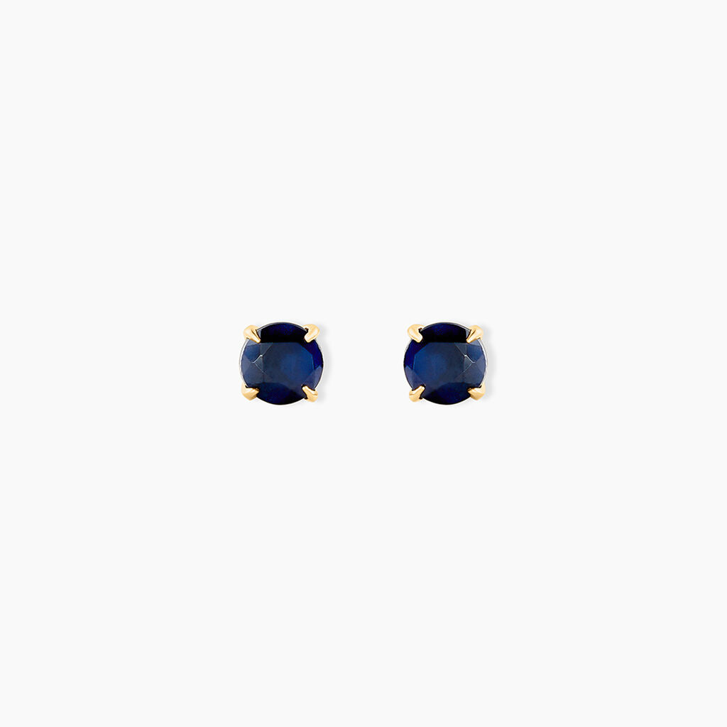 Boucles D'oreilles Puces Elea Serti Griffe Or Jaune Saphir - Puces Femme | Marc Orian