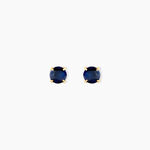 Boucles D'oreilles Puces Elea Serti Griffe Or Jaune Saphir - Puces Femme | Marc Orian