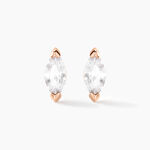 Boucles D'oreilles Puces Navette Argent Rose Oxyde De Zirconium - Puces Femme | Marc Orian