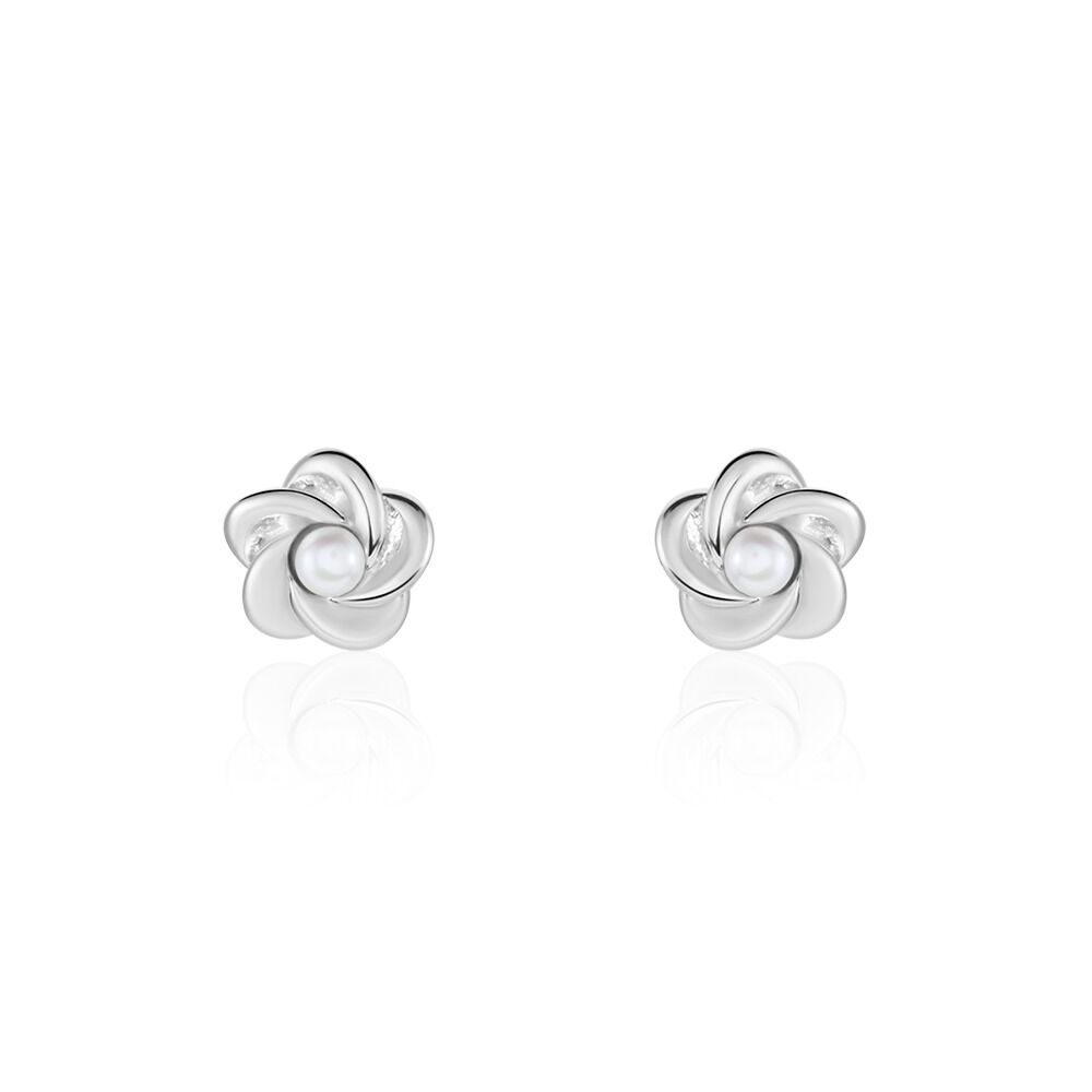 Boucles D'oreilles Puces Kanani Argent Blanc Perle De Culture - Puces Femme | Marc Orian