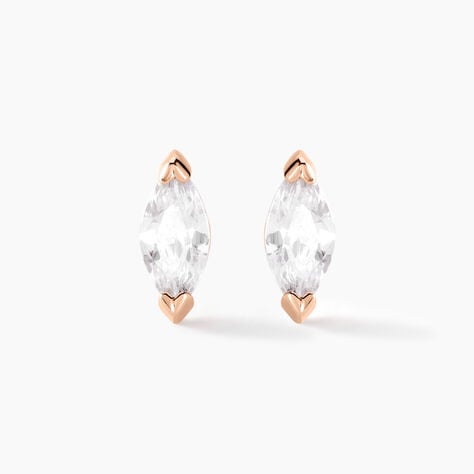 Boucles D'oreilles Puces Navette Argent Rose Oxyde De Zirconium - Puces Femme | Marc Orian