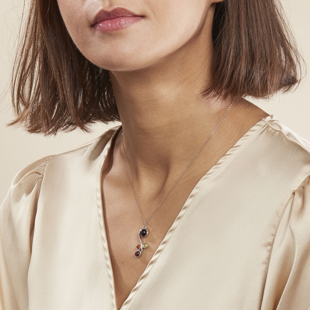 Collier Alexa Argent Blanc Ambre - Colliers avec pierres Femme | Marc Orian