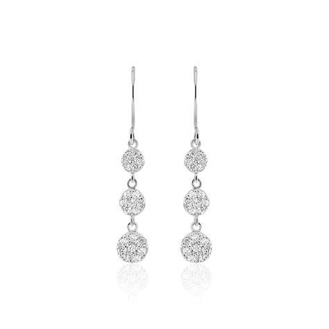 Boucles D'oreilles Pendantes Sandra Argent Blanc Oxyde De Zirconium - Pendantes Femme | Marc Orian