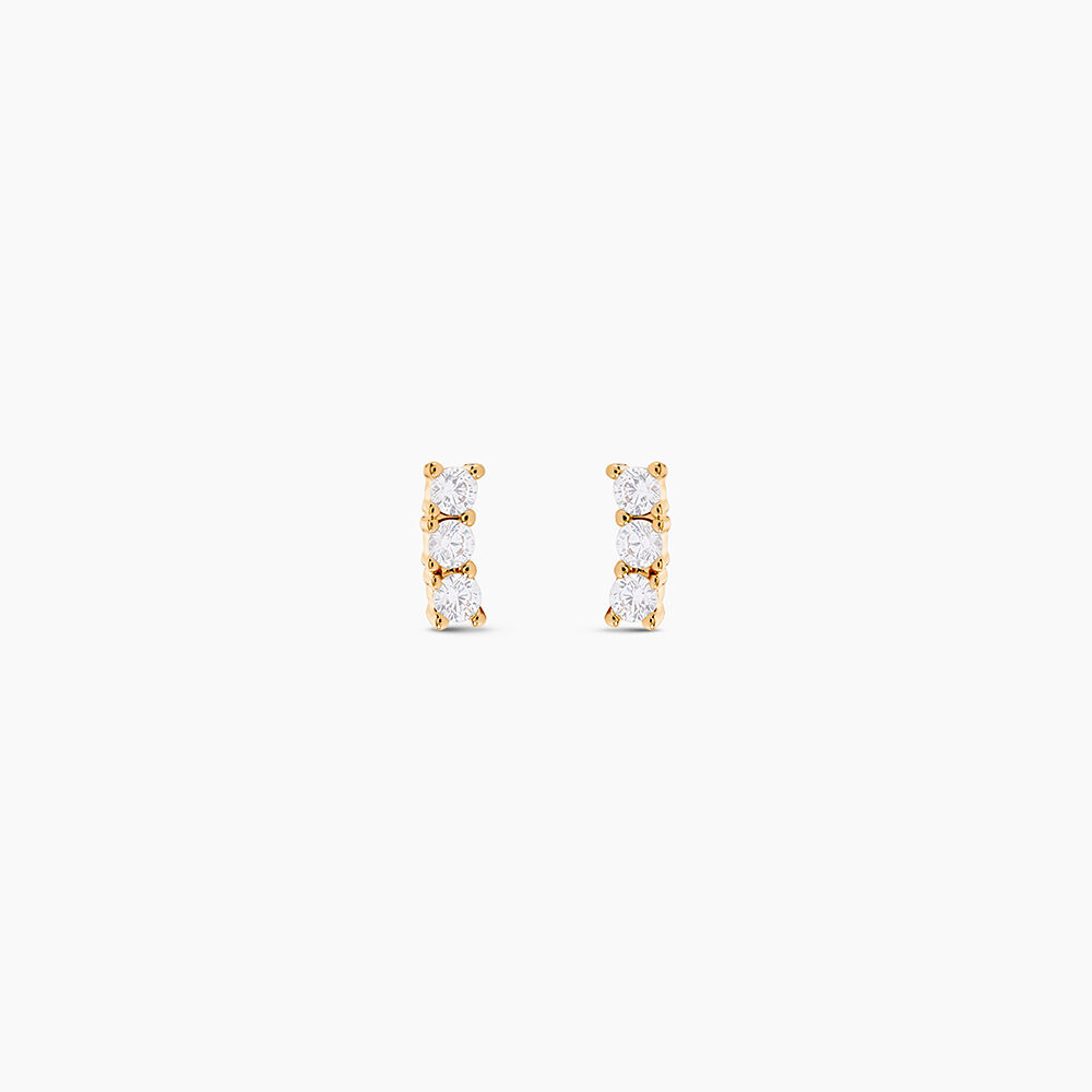 Boucles D'oreilles Puces Plaqu&eacute; Or Jaune Alodia Oxydes De Zirconium - Puces Femme | Marc Orian