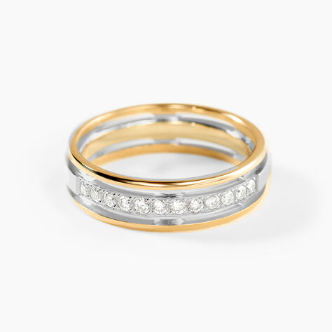 Alliance Serti Grains Ajoures Or Bicolore Diamant - Alliances duo Unisex | Marc Orian