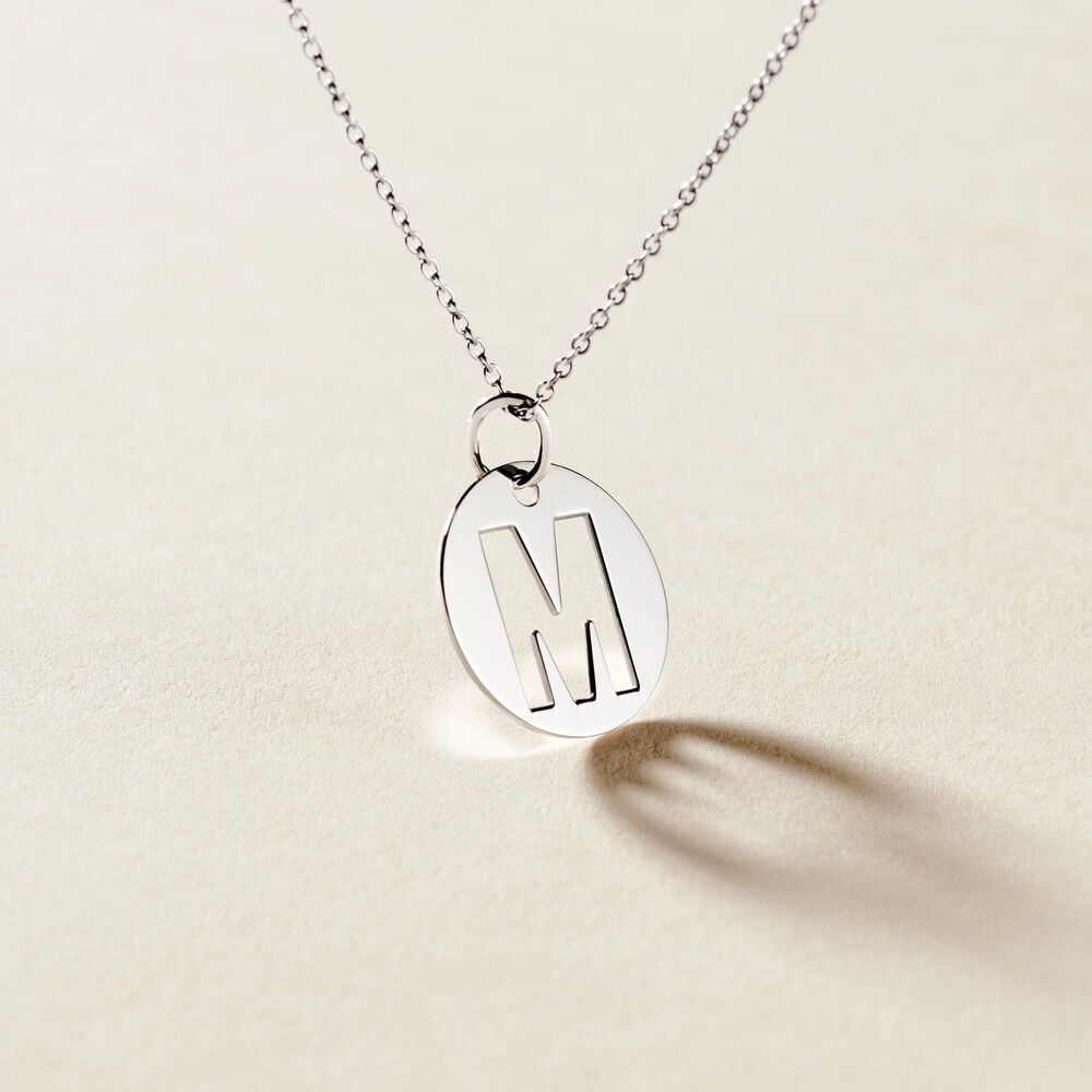Pendentif Elio M Argent Blanc - Pendentifs Famille | Marc Orian