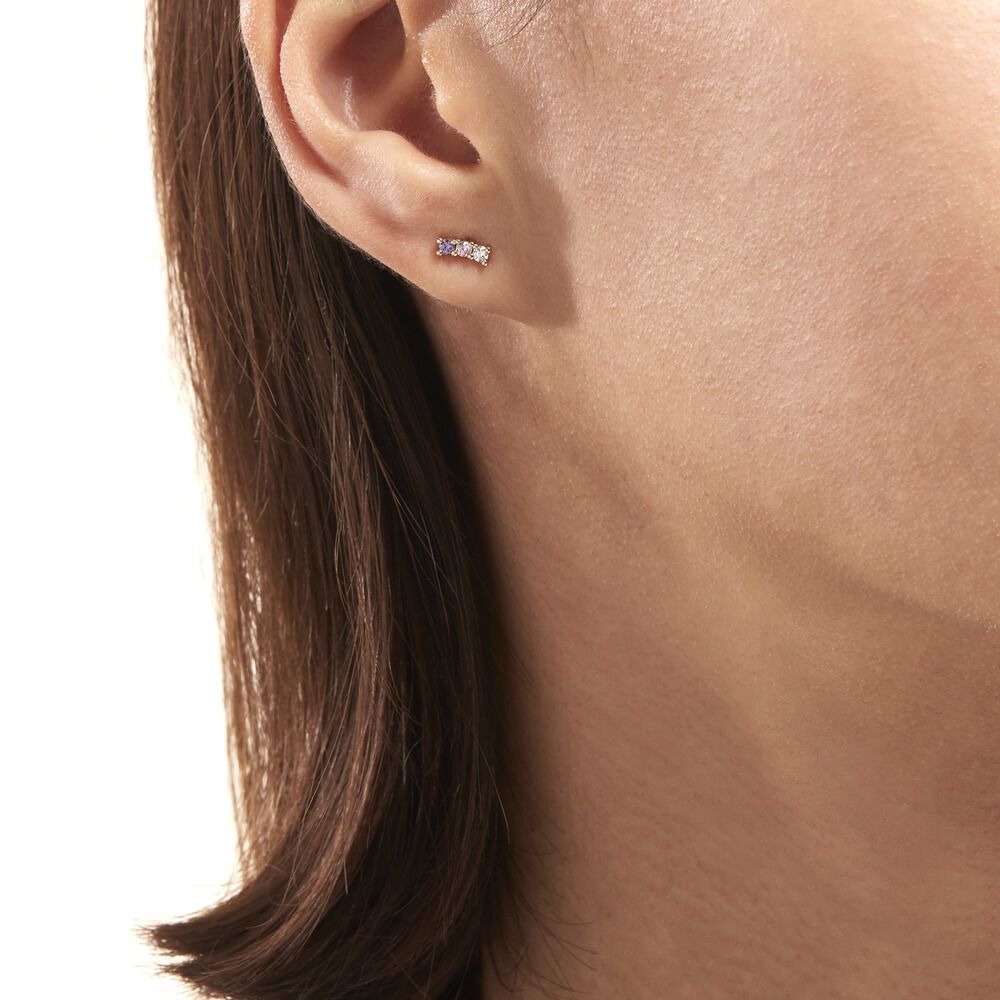 Boucles D'oreilles Puces Plaqué Or Jaune Alodia Oxydes De Zirconium - Puces Femme | Marc Orian