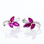 Boucles D'oreilles Puces Angie Or Blanc Diamant Et Rubis - Puces Femme | Marc Orian