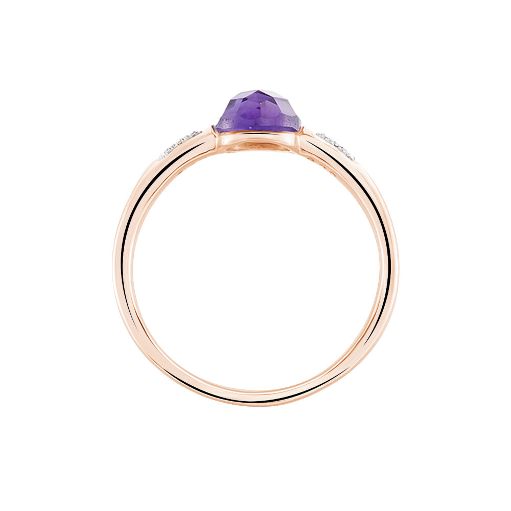 Bague Bonbon Or Rose Amethyste Et Oxyde De Zirconium - Bagues pierres fines Femme | Marc Orian