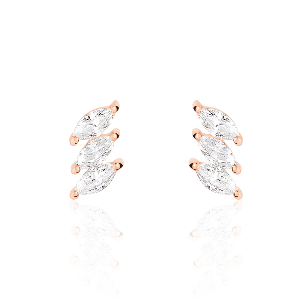 Boucles D'oreilles Puces Edma Or Rose Oxyde De Zirconium - Puces Femme | Marc Orian