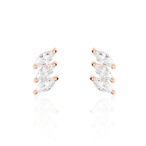 Boucles D'oreilles Puces Edma Or Rose Oxyde De Zirconium - Puces Femme | Marc Orian